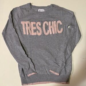 ELLE Tres Chic Grey and Pink Sweater SZ. XS EUC